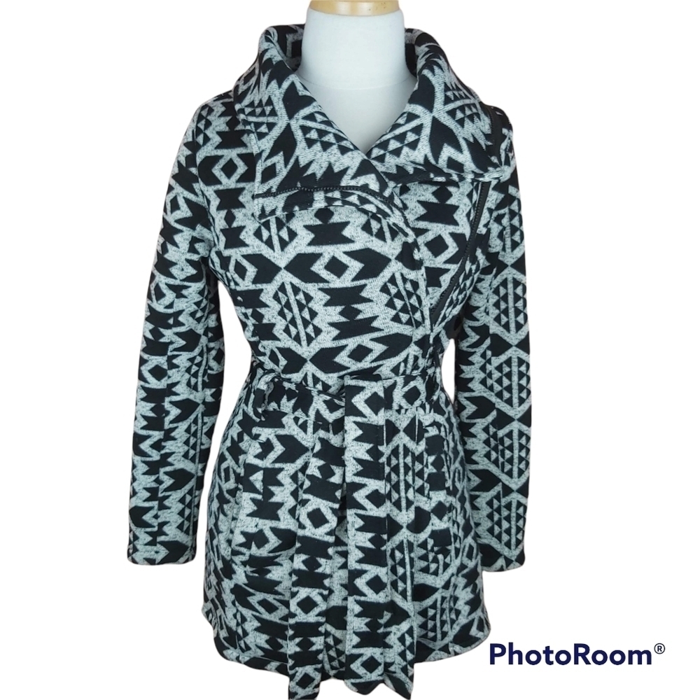 Steve MADDEN spring autumn coat size small turtle neck collar waist band
